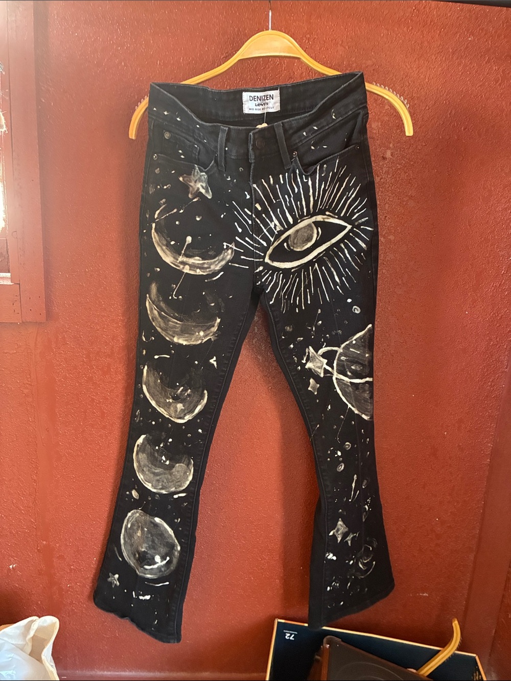 Denizen from Levi's Black Jeans with White Celestial Paint